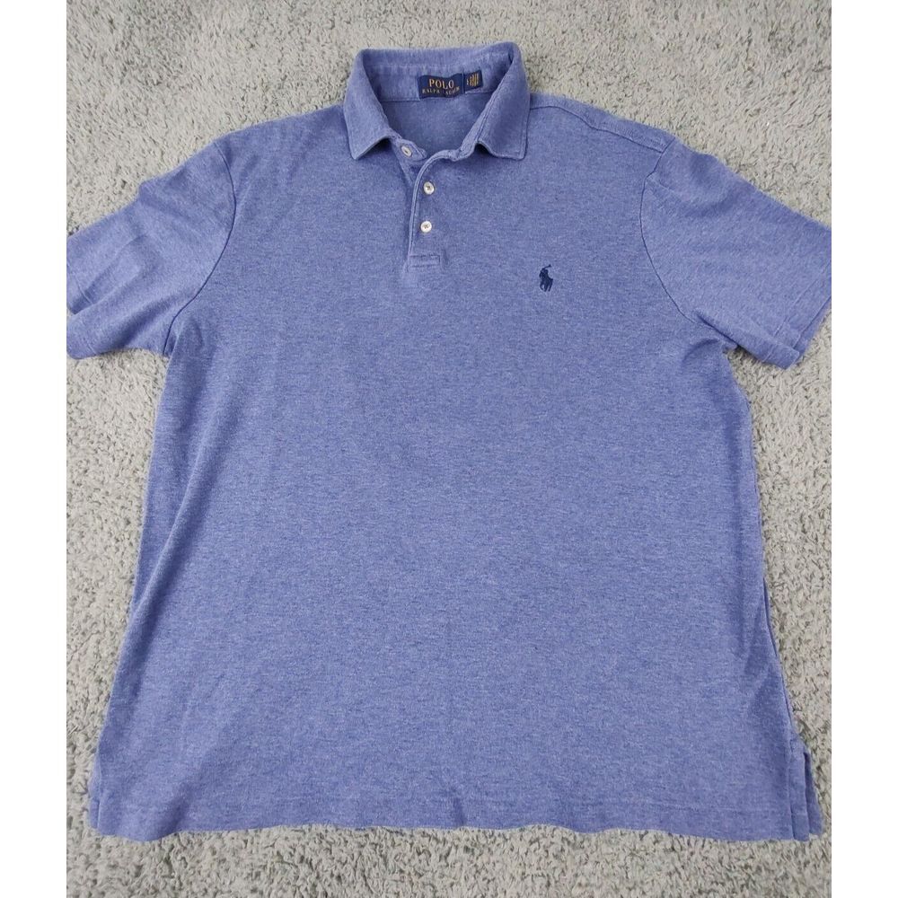 Polo Ralph Lauren Polo Shirt Men's L Blue Pony Large Cotton Short Sleeve